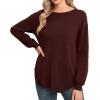 imageGRECERELLE Womens Long Sleeve Lightweight Crewneck Sweater Tops Casual Soft Knit Pullover JumperWine Red