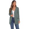 imageGRECERELLE Womens Long Sleeve Open Front Cardigan Button Down Ribbed Lightweight Knit Outerwear with PocketBlue Green