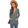 imageGRECERELLE Womens Long Sleeve Open Front Cardigan Button Down Ribbed Lightweight Knit Outerwear with PocketBlue Green