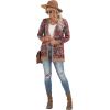 imageGRECERELLE Womens Long Sleeve Open Front Cardigan Button Down Ribbed Lightweight Knit Outerwear with PocketBrown Pink Flower