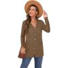 imageGRECERELLE Womens Long Sleeve Open Front Cardigan Button Down Ribbed Lightweight Knit Outerwear with PocketCaramel