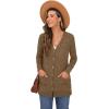 imageGRECERELLE Womens Long Sleeve Open Front Cardigan Button Down Ribbed Lightweight Knit Outerwear with PocketCaramel