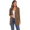 imageGRECERELLE Womens Long Sleeve Open Front Cardigan Button Down Ribbed Lightweight Knit Outerwear with PocketCaramel