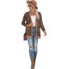 imageGRECERELLE Womens Long Sleeve Open Front Cardigan Button Down Ribbed Lightweight Knit Outerwear with PocketCashew Brown
