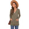 imageGRECERELLE Womens Long Sleeve Open Front Cardigan Button Down Ribbed Lightweight Knit Outerwear with PocketLight Brown