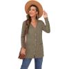 imageGRECERELLE Womens Long Sleeve Open Front Cardigan Button Down Ribbed Lightweight Knit Outerwear with PocketLight Brown