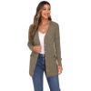 imageGRECERELLE Womens Long Sleeve Open Front Cardigan Button Down Ribbed Lightweight Knit Outerwear with PocketLight Brown