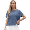 imageGRECERELLE Womens Open Back Workout Tops Backless Athletic Shirts Casual Crop Running Tee Y2k YogaDenim Blue