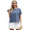 imageGRECERELLE Womens Open Back Workout Tops Backless Athletic Shirts Casual Crop Running Tee Y2k YogaDenim Blue