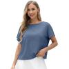 imageGRECERELLE Womens Open Back Workout Tops Backless Athletic Shirts Casual Crop Running Tee Y2k YogaDenim Blue