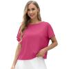 imageGRECERELLE Womens Open Back Workout Tops Backless Athletic Shirts Casual Crop Running Tee Y2k YogaHot Pink