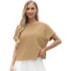 imageGRECERELLE Womens Open Back Workout Tops Backless Athletic Shirts Casual Crop Running Tee Y2k YogaKhaki