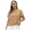 imageGRECERELLE Womens Open Back Workout Tops Backless Athletic Shirts Casual Crop Running Tee Y2k YogaKhaki