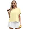 imageGRECERELLE Womens Open Back Workout Tops Backless Athletic Shirts Casual Crop Running Tee Y2k YogaLight Yellow