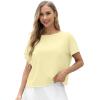 imageGRECERELLE Womens Open Back Workout Tops Backless Athletic Shirts Casual Crop Running Tee Y2k YogaLight Yellow