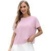 imageGRECERELLE Womens Open Back Workout Tops Backless Athletic Shirts Casual Crop Running Tee Y2k YogaLilac Purple