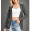 imageGRECERELLE Womens Summer Crochet Cardigans Long Sleeve Lightweight Casual Knit SweatersDark Gray