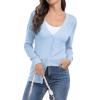imageGRECERELLE Womens Summer Crochet Cardigans Long Sleeve Lightweight Casual Knit SweatersLight Blue