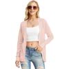 imageGRECERELLE Womens Summer Crochet Cardigans Long Sleeve Lightweight Casual Knit SweatersLight Pink