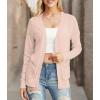 imageGRECERELLE Womens Summer Crochet Cardigans Long Sleeve Lightweight Casual Knit SweatersLight Pink