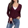 imageGRECERELLE Womens Summer Crochet Cardigans Long Sleeve Lightweight Casual Knit SweatersWine Red
