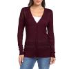 imageGRECERELLE Womens Summer Crochet Cardigans Long Sleeve Lightweight Casual Knit SweatersWine Red