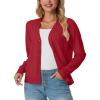 imageGRECERELLE 2025 Womens Lightweight Open Front Long Sleeve Casual Button Down VNeck Cardigan Sweater S2XLRed