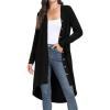 imageGRECERELLE Womens Cardigans Lightweight 2024 Long Sleeve Button Down Duster Casual Long Cardigan Outerwear with PocketsRibbedblack