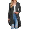 imageGRECERELLE Womens Cardigans Lightweight 2025 Long Sleeve Button Down Duster Casual Long Cardigan Outerwear with PocketsDark Gray