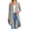 imageGRECERELLE Womens Cardigans Lightweight 2025 Long Sleeve Button Down Duster Casual Long Cardigan Outerwear with PocketsGray