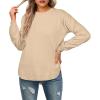 imageGRECERELLE Womens Long Sleeve Lightweight Crewneck Sweater Tops Casual Soft Knit Pullover JumperApricot