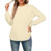 imageGRECERELLE Womens Long Sleeve Lightweight Crewneck Sweater Tops Casual Soft Knit Pullover JumperBeige
