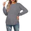 imageGRECERELLE Womens Long Sleeve Lightweight Crewneck Sweater Tops Casual Soft Knit Pullover JumperSteel Grey