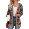 imageGRECERELLE Womens Long Sleeve Open Front Cardigan Button Down Ribbed Lightweight Knit Outerwear with PocketNavy Blue Daffodil