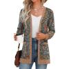 imageGRECERELLE Womens Long Sleeve Open Front Cardigan Button Down Ribbed Lightweight Knit Outerwear with PocketPaisley Blue