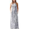imageGRECERELLE Womens Sleeveless Racerback Maxi Dress Floral Print Casual Long Dresses with PocketsSnakeprint White