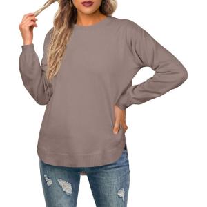 imageGRECERELLE Womens Long Sleeve Lightweight Crewneck Sweater Tops Casual Soft Knit Pullover JumperDark Apricot