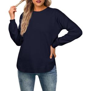imageGRECERELLE Womens Long Sleeve Lightweight Crewneck Sweater Tops Casual Soft Knit Pullover JumperNavy Blue