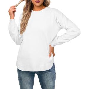 imageGRECERELLE Womens Long Sleeve Lightweight Crewneck Sweater Tops Casual Soft Knit Pullover JumperWhite