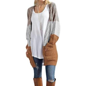 imageGRECERELLE Womens Loose Open Front Long Sleeve Chunky Knit Cable Cardigans Sweater with Pockets20 Pjkhaki Gray
