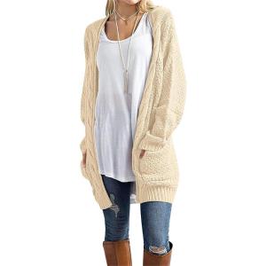 imageGRECERELLE Womens Loose Open Front Long Sleeve Chunky Knit Cable Cardigans Sweater with Pockets33 Off White