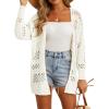 imageGRECERELLE 2025 Women Summer Crochet Boho Long Sleeve Lightweight Oversized Open Front Cardigan Sweaters Kimonos Tops01 White