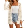 imageGRECERELLE 2025 Women Summer Crochet Boho Long Sleeve Lightweight Oversized Open Front Cardigan Sweaters Kimonos TopsBeige