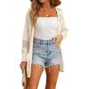 imageGRECERELLE 2025 Women Summer Crochet Boho Long Sleeve Lightweight Oversized Open Front Cardigan Sweaters Kimonos TopsBeige