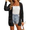 imageGRECERELLE 2025 Women Summer Crochet Boho Long Sleeve Lightweight Oversized Open Front Cardigan Sweaters Kimonos TopsBlack