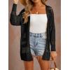 imageGRECERELLE 2025 Women Summer Crochet Boho Long Sleeve Lightweight Oversized Open Front Cardigan Sweaters Kimonos TopsBlack