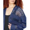 imageGRECERELLE 2025 Women Summer Crochet Boho Long Sleeve Lightweight Oversized Open Front Cardigan Sweaters Kimonos TopsBlue Gray