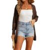 imageGRECERELLE 2025 Women Summer Crochet Boho Long Sleeve Lightweight Oversized Open Front Cardigan Sweaters Kimonos TopsCoffee