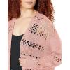 imageGRECERELLE 2025 Women Summer Crochet Boho Long Sleeve Lightweight Oversized Open Front Cardigan Sweaters Kimonos TopsCoral Pink