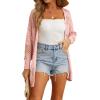 imageGRECERELLE 2025 Women Summer Crochet Boho Long Sleeve Lightweight Oversized Open Front Cardigan Sweaters Kimonos TopsCoral Pink